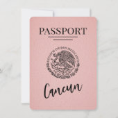 Roze Cancun paspoort Bewaar de datum Save The Date (Achterkant)
