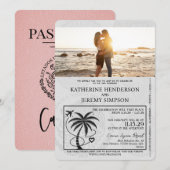 Roze Cancun Passport bruiloft Kaart (Voorkant / Achterkant)