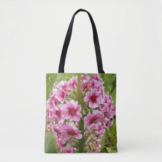 Roze Candelabra Primula Floral Tote Bag (Voorkant)