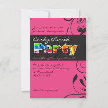 ROZE CANDY Bat Mitzvah uitnodigingsfeest kaart