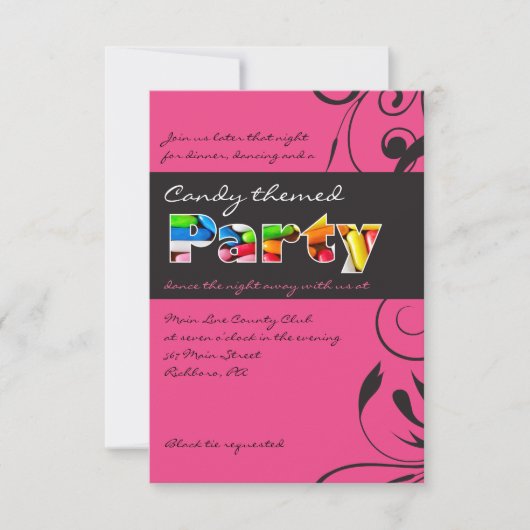 ROZE CANDY Bat Mitzvah uitnodigingsfeest kaart (Voorkant)