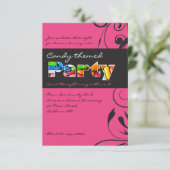 ROZE CANDY Bat Mitzvah uitnodigingsfeest kaart (Staand voorkant)