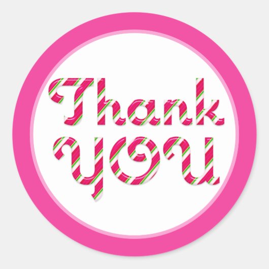 Roze Candy Cane Baby Shower Bedankt Sticker (Voorkant)