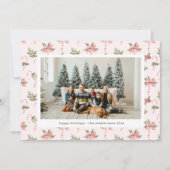 Roze Candy Cane Behang Foto Kerstkaart (Voorkant)
