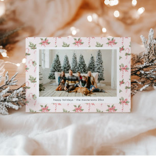 Roze Candy Cane Behang Foto Kerstkaart