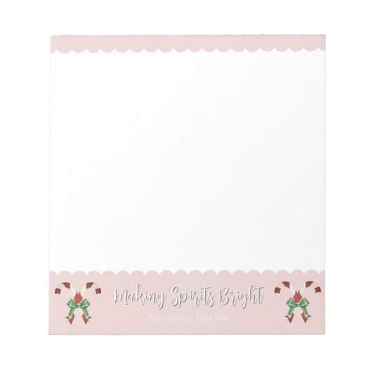 Roze Candy Cane Festive Persoonlijk Notitieblok (Voorkant)