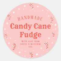 Roze Candy Cane Homemade kerstcadeaulabel