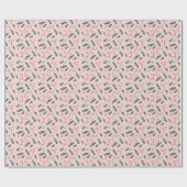 Roze Candy Cane & Hulst Kerst Inpakpapier (Vlak)