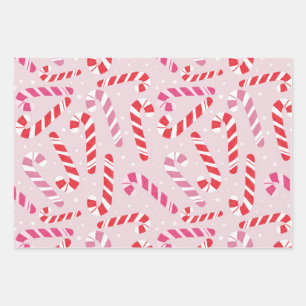 Roze Candy Cane Inpakpapier Vel