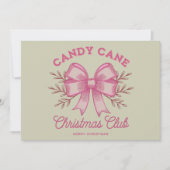 Roze Candy Cane Kerstclub Xmas Seizoen  Feestdagenkaart (Voorkant)