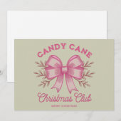 Roze Candy Cane Kerstclub Xmas Seizoen  Feestdagenkaart (Voorkant / Achterkant)