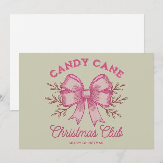 Roze Candy Cane Kerstclub Xmas Seizoen  Feestdagenkaart (Voorkant / Achterkant)