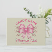 Roze Candy Cane Kerstclub Xmas Seizoen  Feestdagenkaart (Staand voorkant)