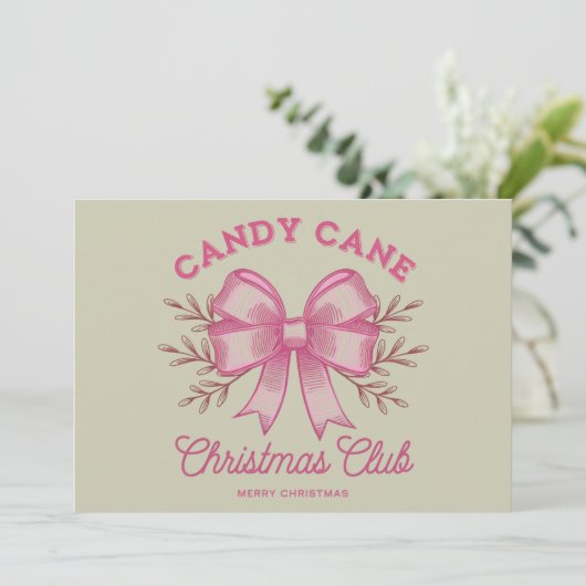 Roze Candy Cane Kerstclub Xmas Seizoen  Feestdagenkaart (Staand voorkant)