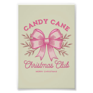Roze Candy Cane Kerstclub Xmas Seizoen  Foto Afdruk