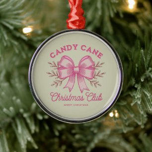 Roze Candy Cane Kerstclub Xmas Seizoen Metalen Ornament