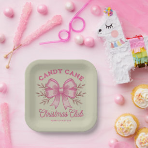 Roze Candy Cane Kerstclub Xmas Seizoen Papieren Bordje
