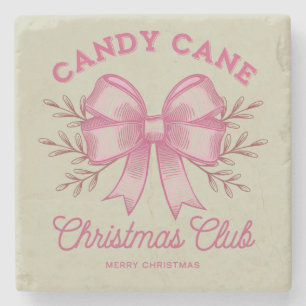 Roze Candy Cane Kerstclub Xmas Seizoen Stenen Onderzetter
