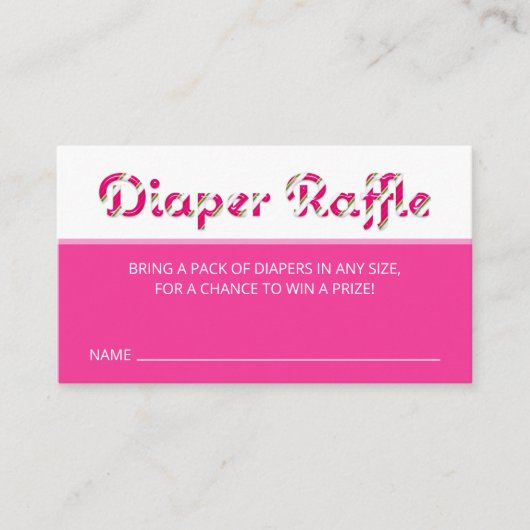 Roze Candy Cane Luier Raffle Insert Kaart (Voorkant)