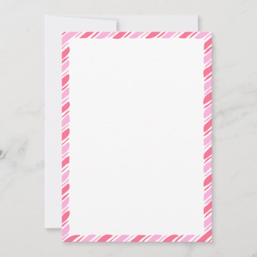 Roze Candy Cane Rand Kerstmis Blank Aangepaste tek Kaart (Voorkant)