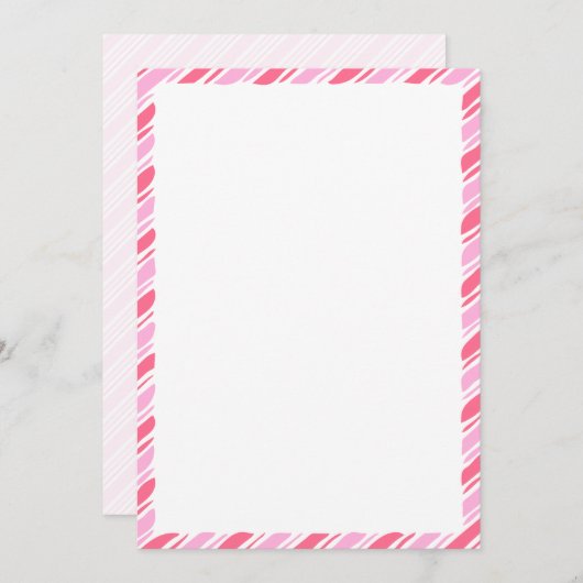 Roze Candy Cane Rand Kerstmis Blank Aangepaste tek Kaart (Voorkant / Achterkant)