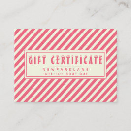 Roze Candy Cane Stripes Cadeaubon Visitekaartje