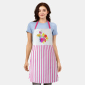 Roze Candy Gestreepte Bloemboeket Schort (Gedragen)