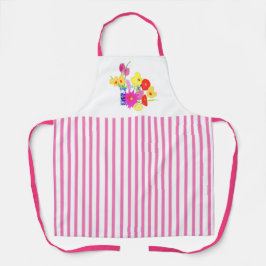Roze Candy Gestreepte Bloemboeket Schort