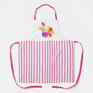 Roze Candy Gestreepte Bloemboeket Schort