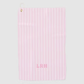 Roze Candy Streep Design Kleine Initialen Monogram Golfhanddoek (Voorkant)