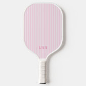 Roze Candy Streep Design Kleine Initialen Monogram Pickleball Paddle (Achterkant)