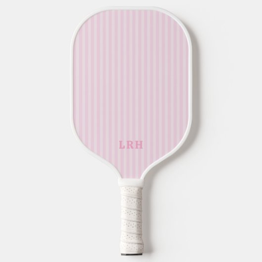 Roze Candy Streep Design Kleine Initialen Monogram Pickleball Paddle (Voorkant)