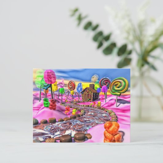 Roze Candyland Briefkaart (Staand voorkant)