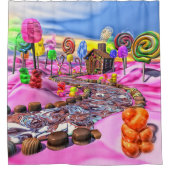 Roze Candyland douchegordijn (Voorkant)