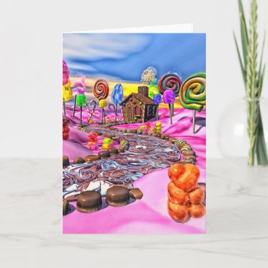 Roze Candyland Feestdagen Kaart (Voorkant)