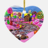 Roze Candyland Keramisch Ornament (Voorkant)