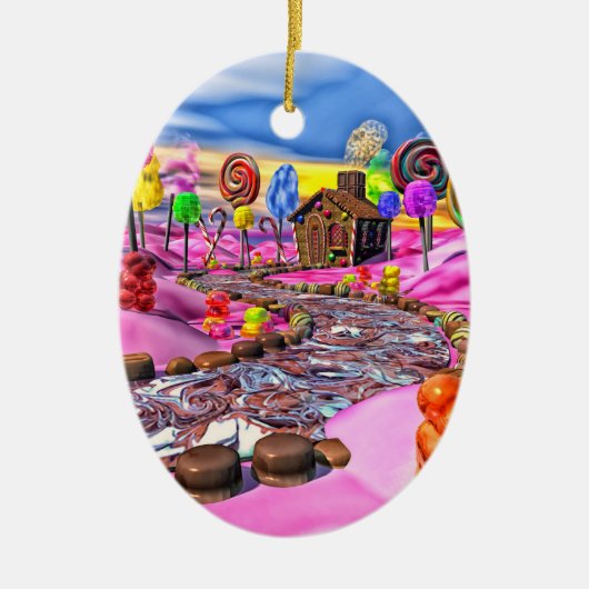 Roze Candyland Keramisch Ornament (Voorkant)