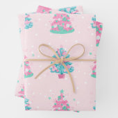 Roze Candyland Kerstbomen Patroon Inpakpapier Vel (In situ)