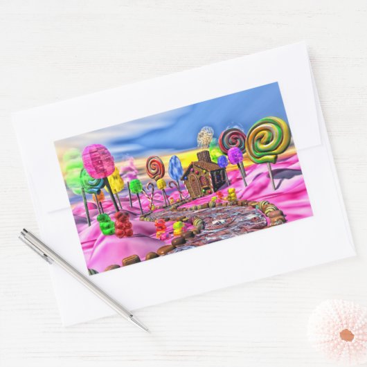 Roze Candyland Rechthoekige Sticker (Envelop)