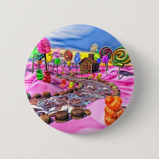 Roze Candyland Ronde Button 5,7 Cm (Voorkant)
