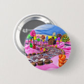 Roze Candyland Ronde Button 5,7 Cm (Voorkant /achterkant)