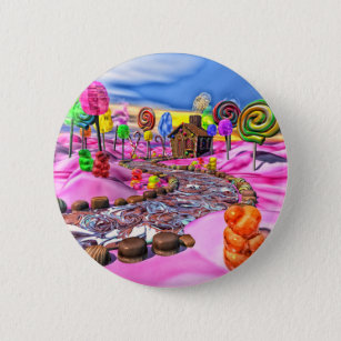 Roze Candyland Ronde Button 5,7 Cm