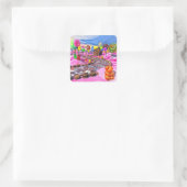 Roze Candyland Vierkante Sticker (Tas)