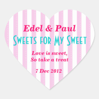 Roze candystripe "Sweets voor mijn Sweet" Sticker