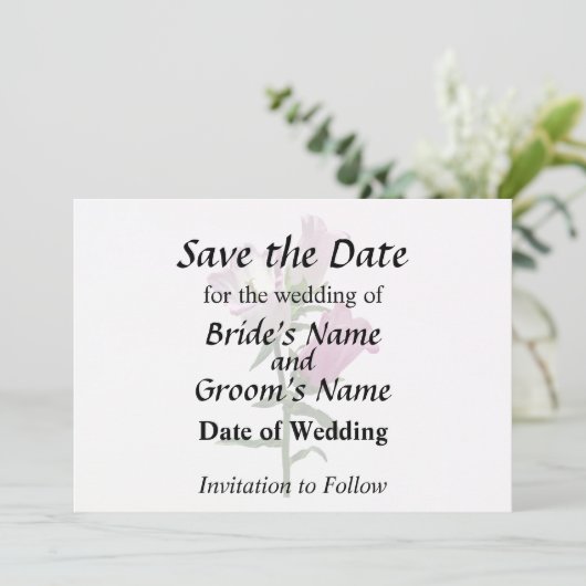 Roze Canterbury Bells Save The Date (Staand voorkant)
