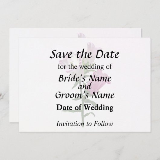 Roze Canterbury Bells Save The Date (Voorkant / Achterkant)