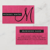 Roze Canvas Elegant Monogram Visitekaartje (Voorkant / Achterkant)