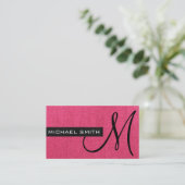 Roze Canvas Elegant Monogram Visitekaartje (Staand voorkant)
