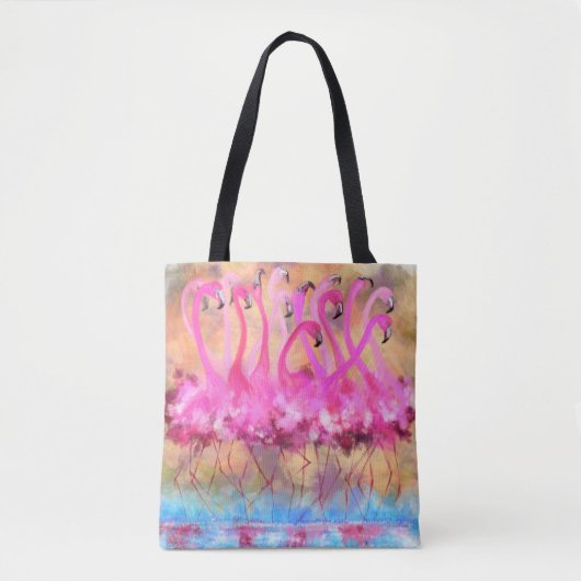 Roze Canvas tas Flamingos (Voorkant)