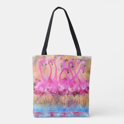 Roze Canvas tas Flamingos (Achterkant)